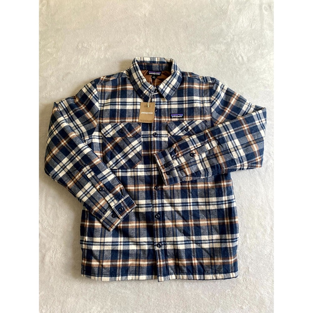 Patagonia Blue and White Plaid Shirt Jacket